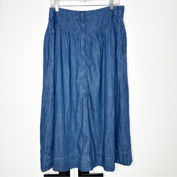 Gap Denim Western Yoke Midi Skirt 12 31 Dark Wash Cottagecore Rodeo Boho pockets - Picture 6 of 11